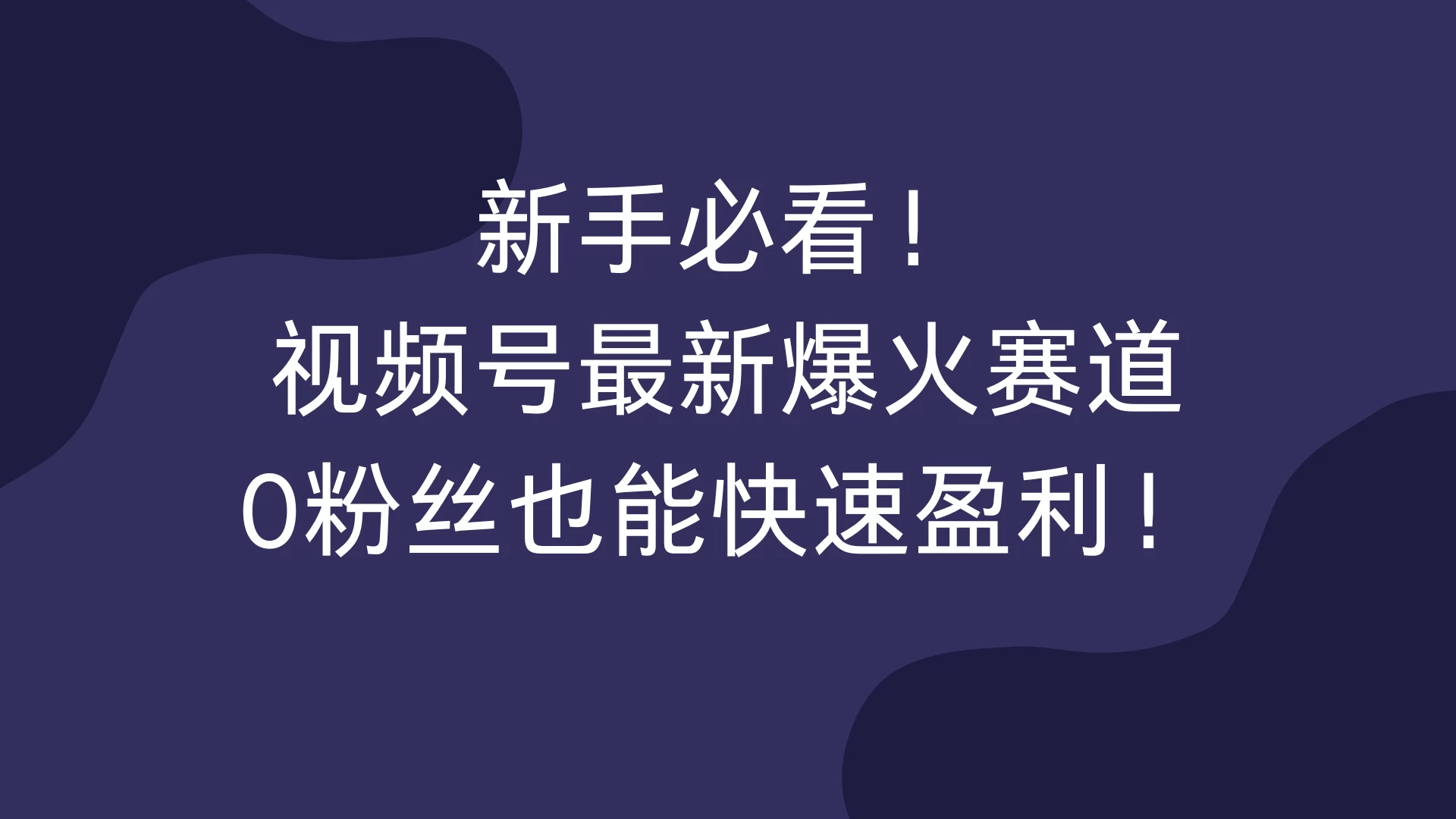 新手必看！视频号最新爆火赛道，0粉丝也能快速盈利！-商讯网创项目网